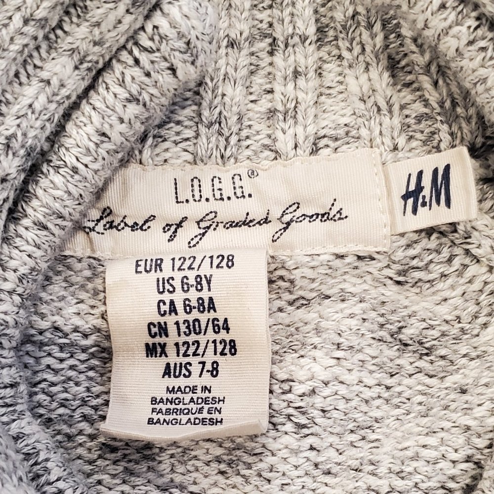 H&M boys sz 6-8 pullover sweater - Heather gray with half zip - Picture 5 of 5